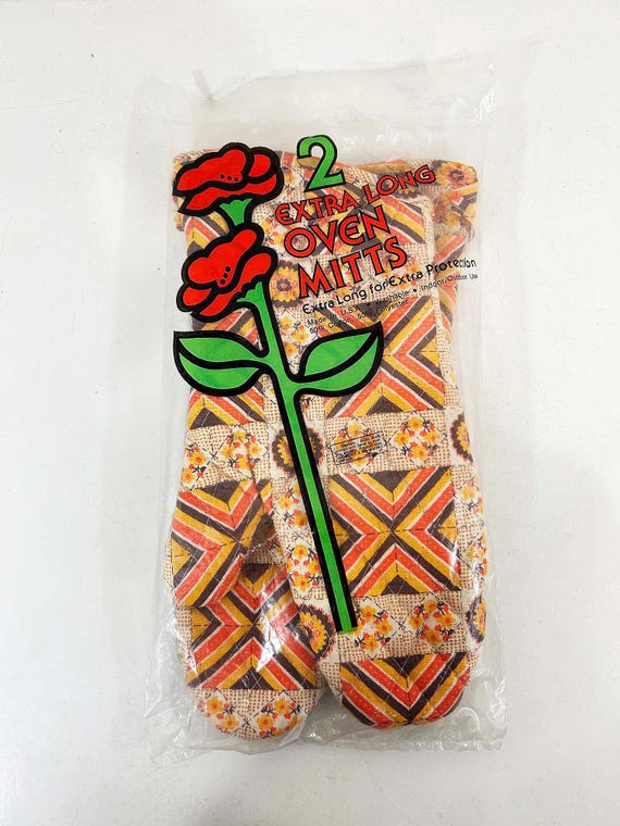 Vintage Vintage Oven Mitt Pot Holder Set of 2 Potholders 1970s Deadstock NOS Kitchen