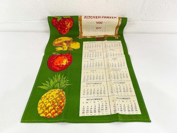 Vintage 1978 Linen Tea Towel Cotton Kitchen Mid-Century 70s 1970s MCM Birthday Gift NOS Deadstock