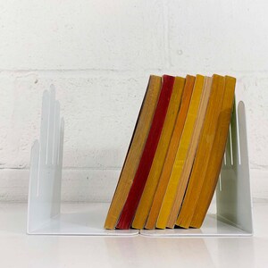 Vintage Spectrum Designs Hand Metal Bookends Mid-Century 70s 80s Minimalist White Bookshelf Decor Mid Century Set Pair Bookend Kids Nursery image 4