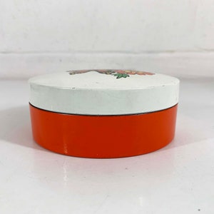 Vintage Butterfly Floral Box Plastic Mid-Century Modern Lacquer Ware Orange 1970s 70s Colorful Dopamine Decor Storage image 3