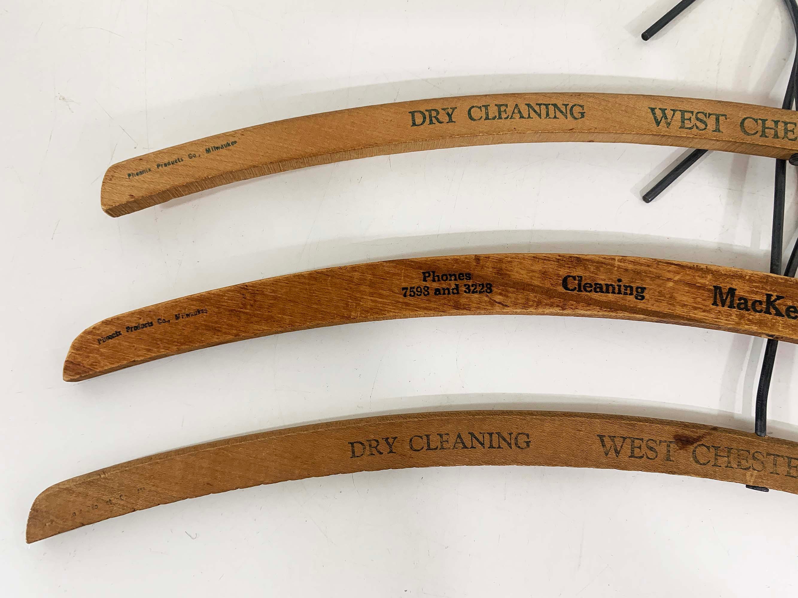 Vintage Wooden Hangers Set of 3 Advertising Rustic Industrial Decor