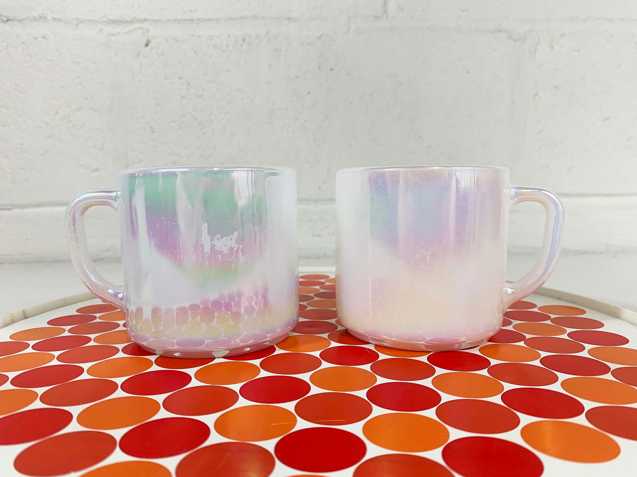 Joeyan Iridescent Glass Coffee Mugs Set of 2-11.5 oz Striped