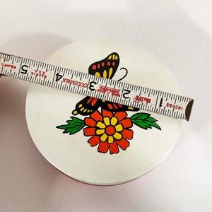 Vintage Butterfly Floral Box Plastic Mid-Century Modern Lacquer Ware Orange 1970s 70s Colorful Dopamine Decor Storage image 9