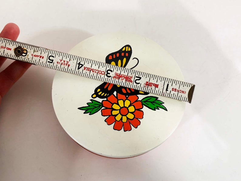 Vintage Butterfly Floral Box Plastic Mid-Century Modern Lacquer Ware Orange 1970s 70s Colorful Dopamine Decor Storage image 9