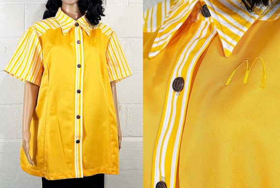 Vintage 1976 McDonald's Uniform Shirt 1970s Yellow Halloween Costume Plus 3XL 4XL