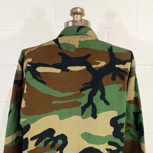 Vintage Army Camo Jacket Canvas Cargo Green Brown Black Hipster Cotton Canvas Coat Military Camouflage Cotton USMC Marine 1970s 1980s XL image 7