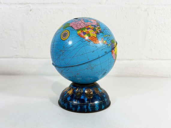Vintage Ohio Art Globe Bank: Zodiac Calendar, Mid-Century Nursery Decor 1960s