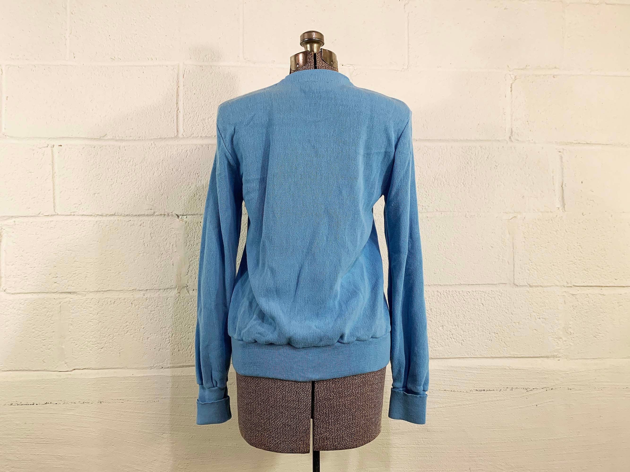 Vintage Light Blue Cardigan Sweater Long Sleeve V Neck