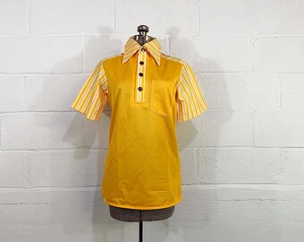Vintage 1976 Mcdonald's Uniform Polo Shirt: Yellow & White