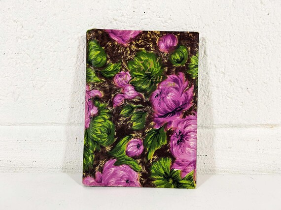 Vintage Flower Power Photo Album Purple Green Vacation Scrapbook Memories Bound Book 1970s 70s Photography Photographer Gift Satin MCM