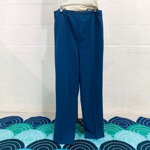 Vintage Haband Mod Pants Turquoise Teal Blue Pant Separates Wide Leg TV Movie Costume Dopamine Dressing 1960s Large 1970s image 3