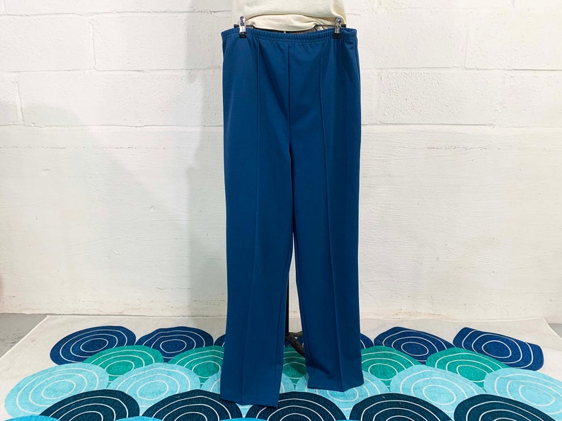 Vintage Haband Mod Pants Turquoise Teal Blue Pant Separates Wide Leg TV Movie Costume Dopamine Dressing 1960s Large 1970s image 3