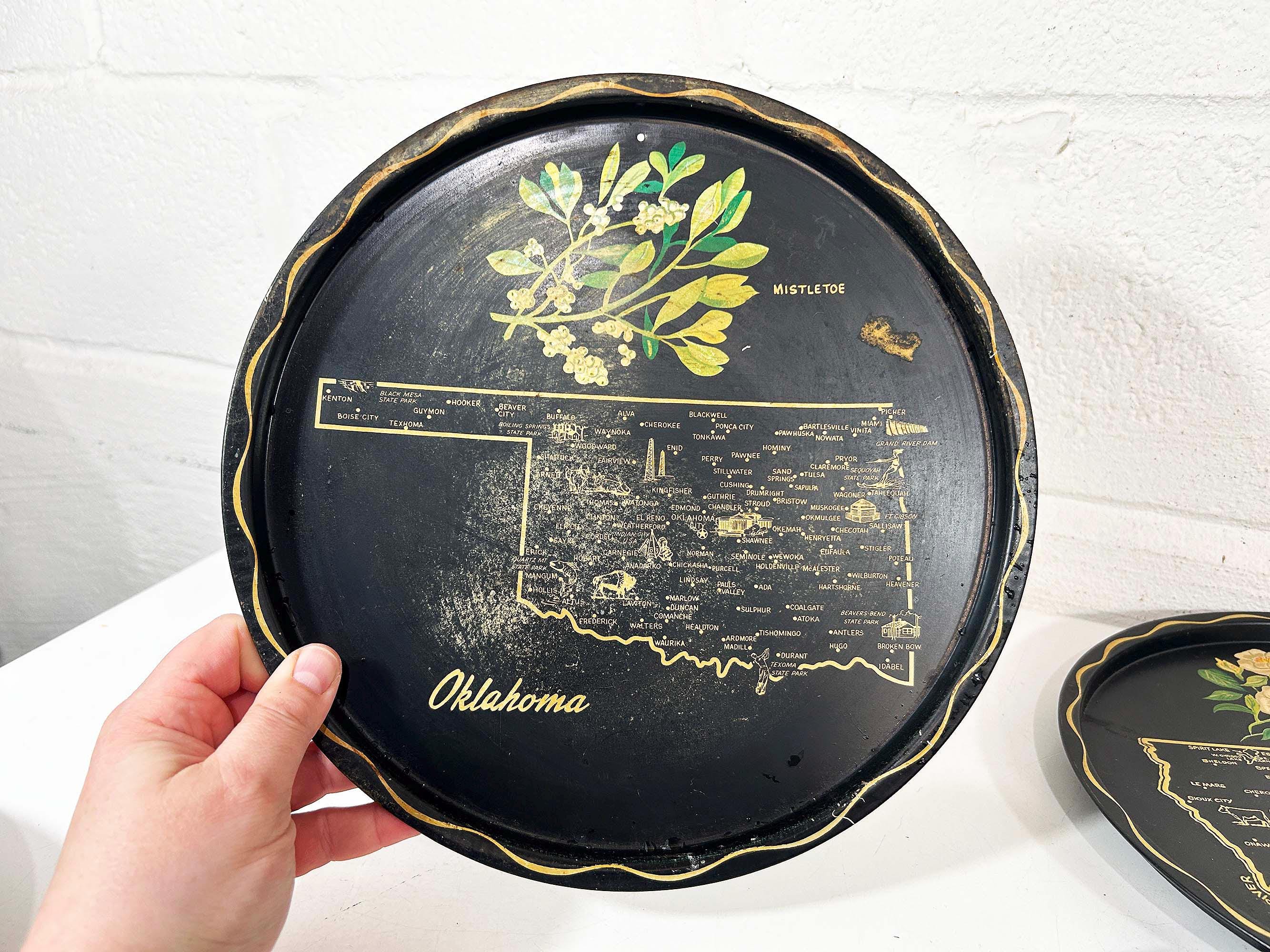 Vintage Souvenir State Drink Tray – Mid-Century Barware Map (Sold