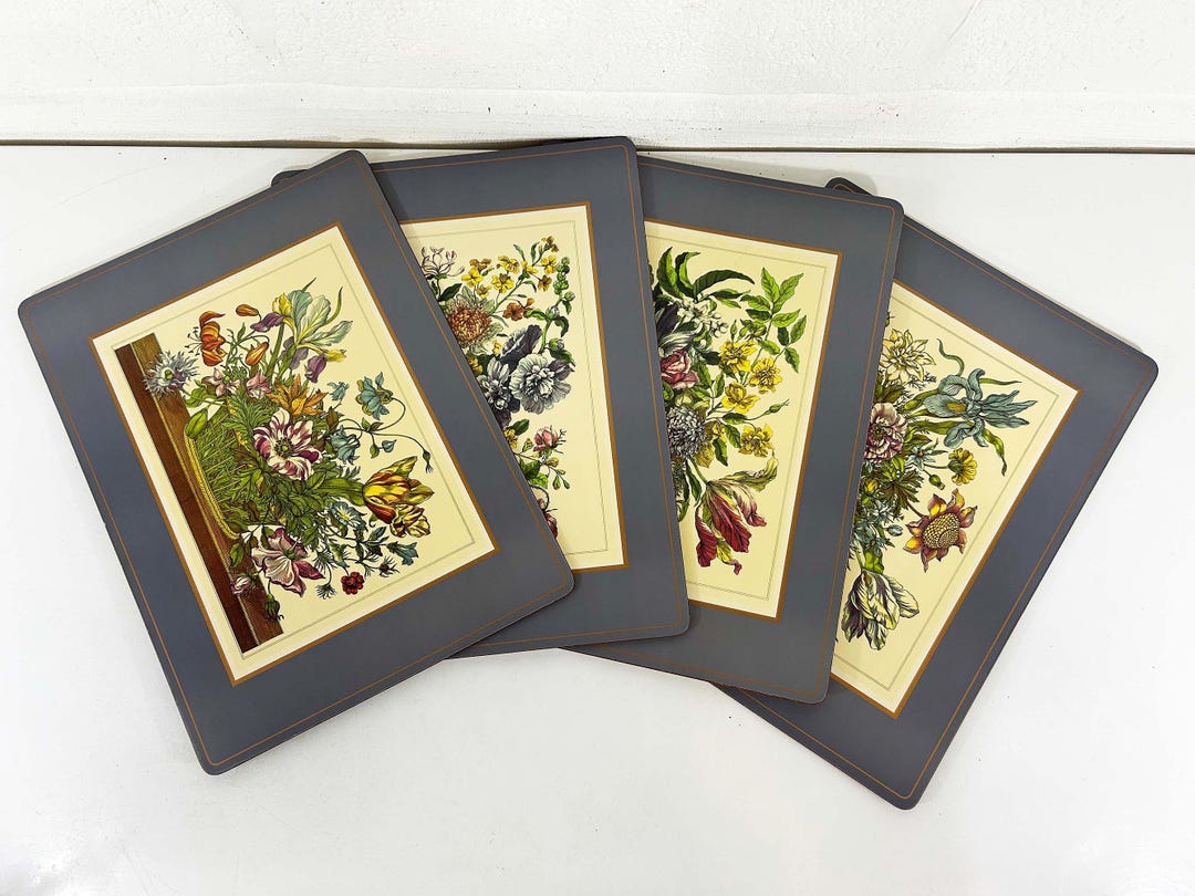 Vintage Floral Placemats Set of 4 Pimpernel Acrylic Cork Traditional