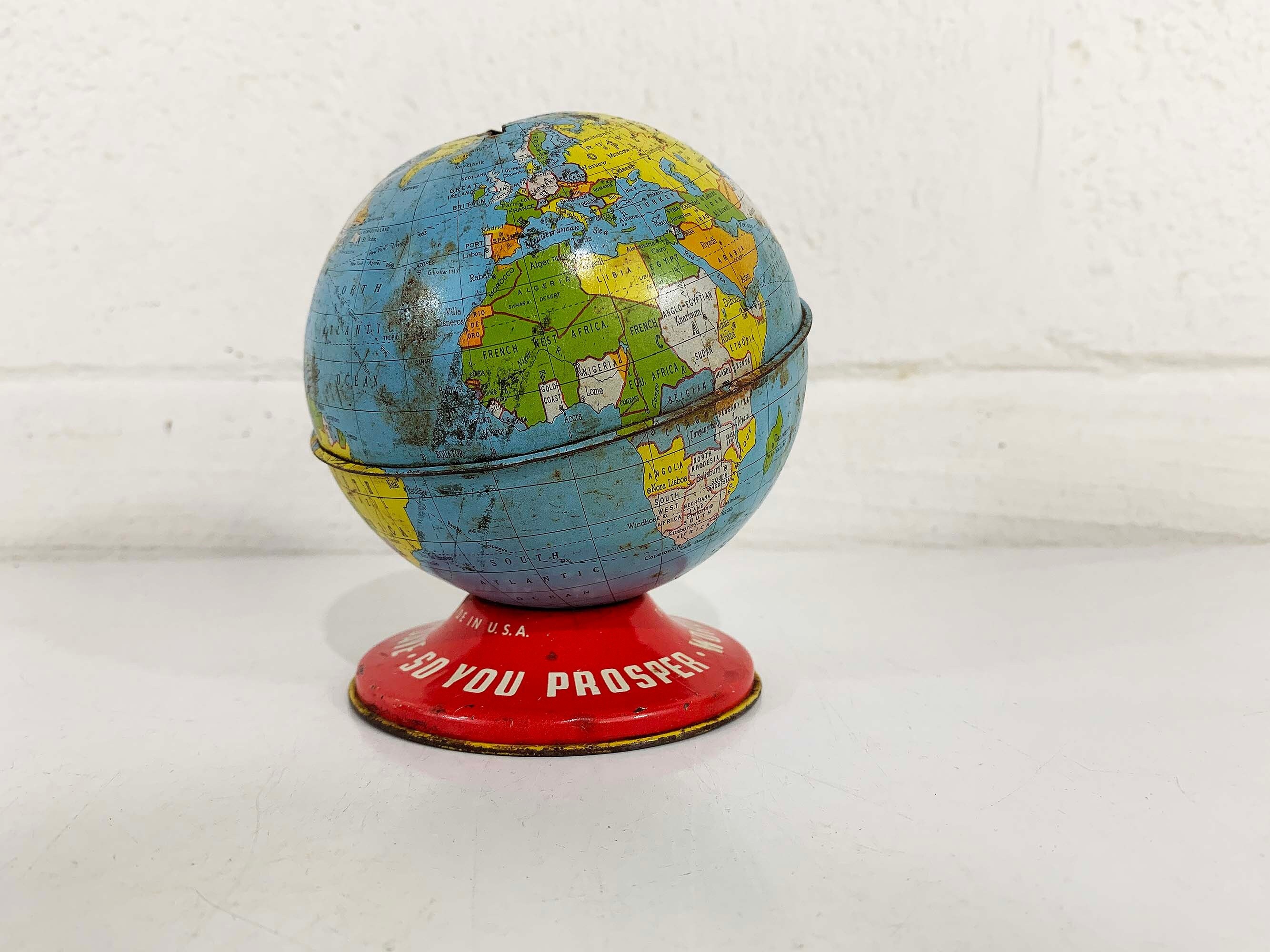 Vintage Globe Bank Mid Century Ohio Art Tin Lithograph Metal World Map  Mantique Baby Kids Room Decor Nursery 1950s - Etsy Hong Kong