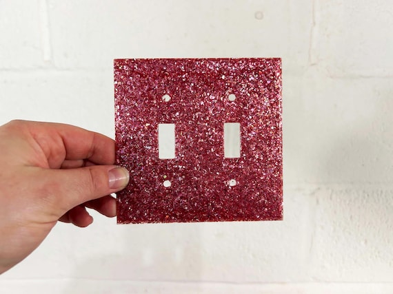 Vintage Light Switch Plate Pink Sparkle Mother of Pearl Glitter Mid-Century Home Restoration Barbiecore Rare 1950s NOS - Sold Individually