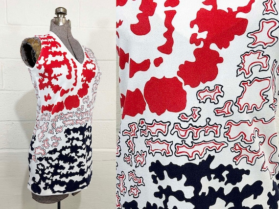 Vintage Jane Colby Sleeveless Tunic Abstract Psychedelic Mod 1960s Mini  Twiggy Micro Sizzler Small Medium