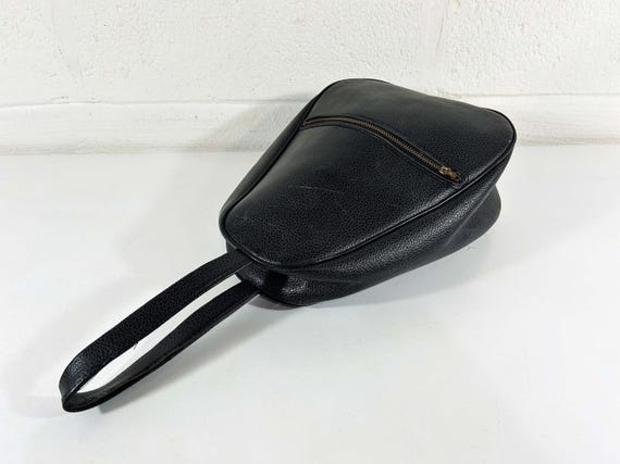 Vintage Black Bag Flight Travel Overnight Carry On Train Case Shoe Storage Luggage Travel Vacation 1960s 1970s Vinyl
