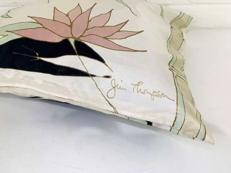 Vintage Silk Jim Thompson Pillow Case Pillowcase Mid Century Signed Boho Retro Kitsch 1960s 1950s MCM image 5