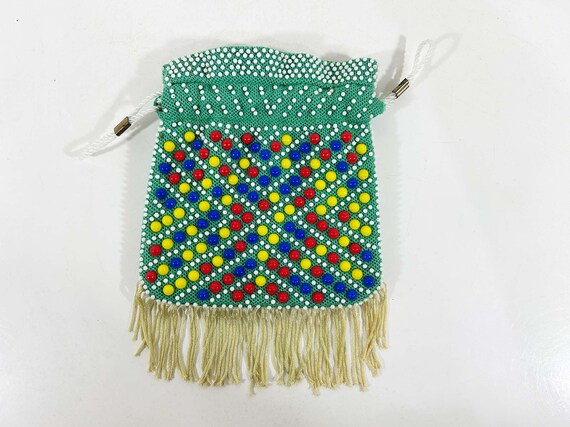 Vintage Beaded Bag Drawstring Change Purse Rainbo… - image 7