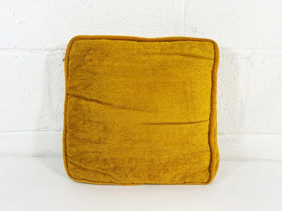 Vintage Throw Pillows Sold Individually Sofa Couch Small Square Mustard Yellow Mid-Century 1960s