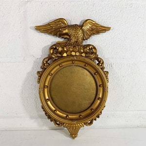 Vintage Syroco Eagle Patrijspoort Frame Glas Man Cave Rustieke Mantique Retro Federal Americana Gold jaren 1970 70 afbeelding 1