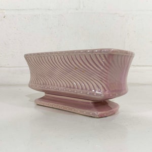 Vintage Pink McCoy Planter Art Deco Powder White Pedestal Ceramic Pottery Bowl Pot Mid-Century Pot MCM USA 1950s image 5