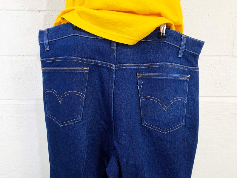 Vintage Levi's 517 Dark Wash Blue Jeans 42 Waist 30 Inseam High Waisted Rise Jean Denim Made in USA 1980s 1970s image 5