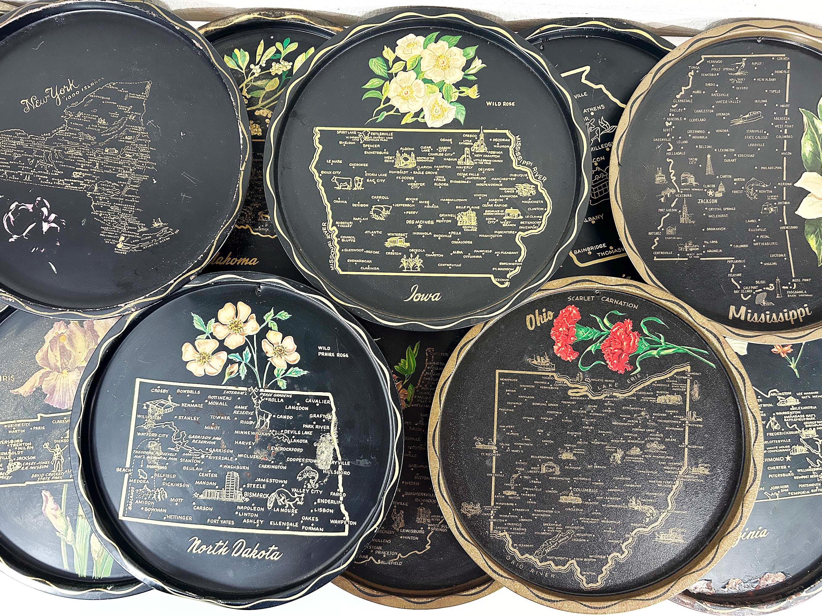 Vintage Souvenir State Drink Tray – Mid-Century Barware Map (Sold