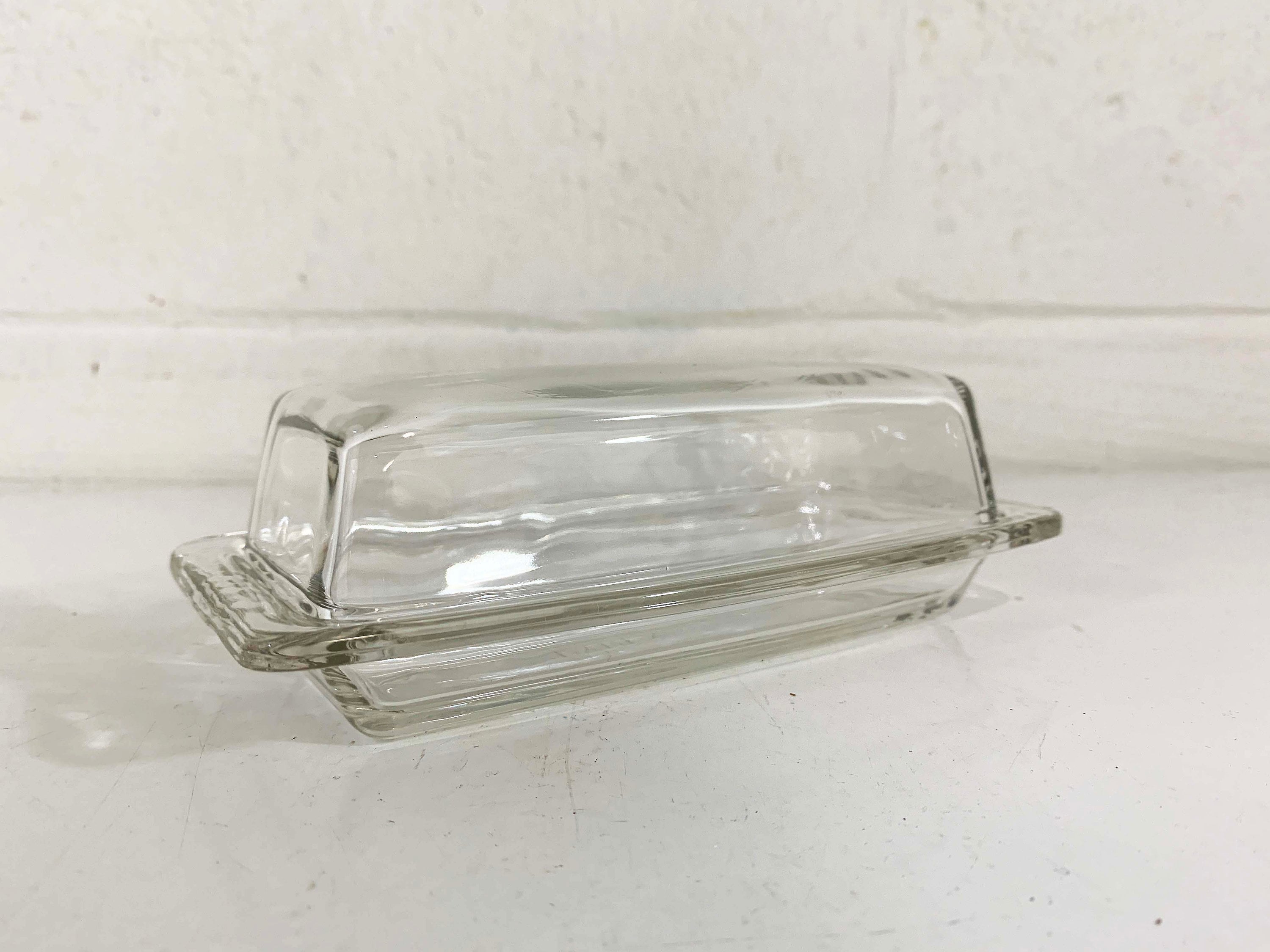Vintage Pyrex Butter Dish Clear Glass MidCentury Retro Made in USA