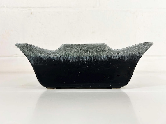 Vintage McCoy Black Planter Mid Century Modern USA Pottery Gray Drip Glaze Ceramic Pottery Gothic USA Mid-Century 1950s 1960s