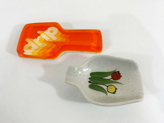 Vintage MCM Spoon Rest Drip Lucite Kitchen Flower Ceramic Resin Mid-Century Flower 1960s 1970s - Sold Individually