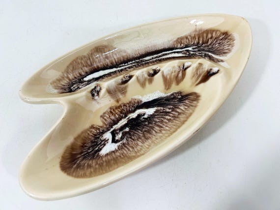 Vintage Atomic Brown Ashtray Bowl Dish MCM Mid-Century Ceramic 1960s 1970s