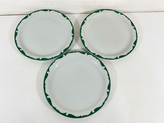 Vintage Lunch Plates Set of 3 Farmhouse Dishes Shenango China Diner Plate Syracuse Wintergreen Stoneware Restaurant Ware 1950s 50s