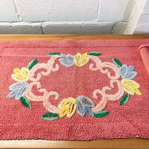 Vintage Chenille Bath Mat Pink Dixie Belle NOS Deadstock Toilet Seat Cover Boho Restroom Decor Mid-Century 1950s 50s 1960s 60s image 7