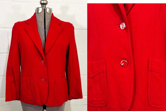 Vintage Red Wool Jacket Hipster Coat Made in Paris Fall Autumn Classic 1950s Golden Crown Blazer 1960s Small XS
