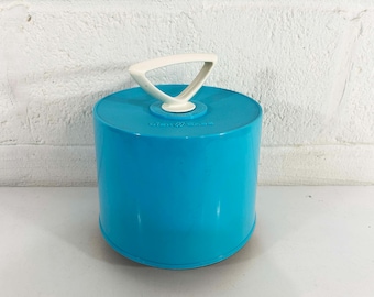 Estuche vintage azul verdoso para discos de 45 discos, mediados de siglo, década de 1960