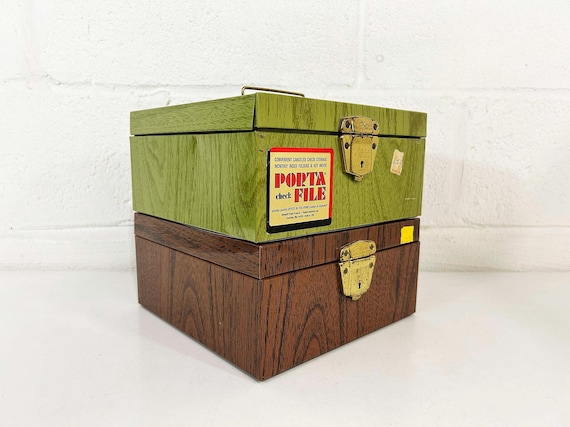 Vintage Porta File Metal Check Bill Record Keeping Box Ballonoff USA Organizer Storage Portable Container 1970s   Sold Individually