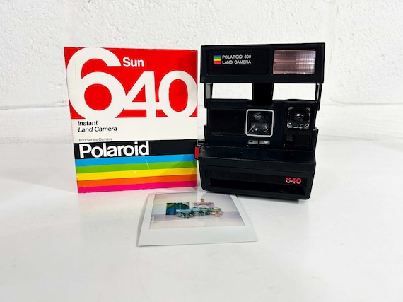Vintage Polaroid  Camera 600 Flash 640 Instant Film Photography Tested & Working Black Gray 1980s