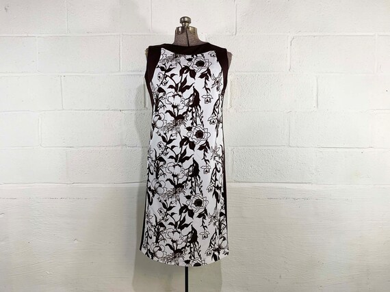 Vintage Mod Dress Brown Print White Prissy Party … - image 5