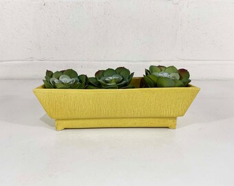 Vintage Yellow McCoy Style Planter Art Deco Geo Geometric Glaze Ceramic Pottery Pot Mid-Century Gold Sunshine Butter USA 1950s 1960s