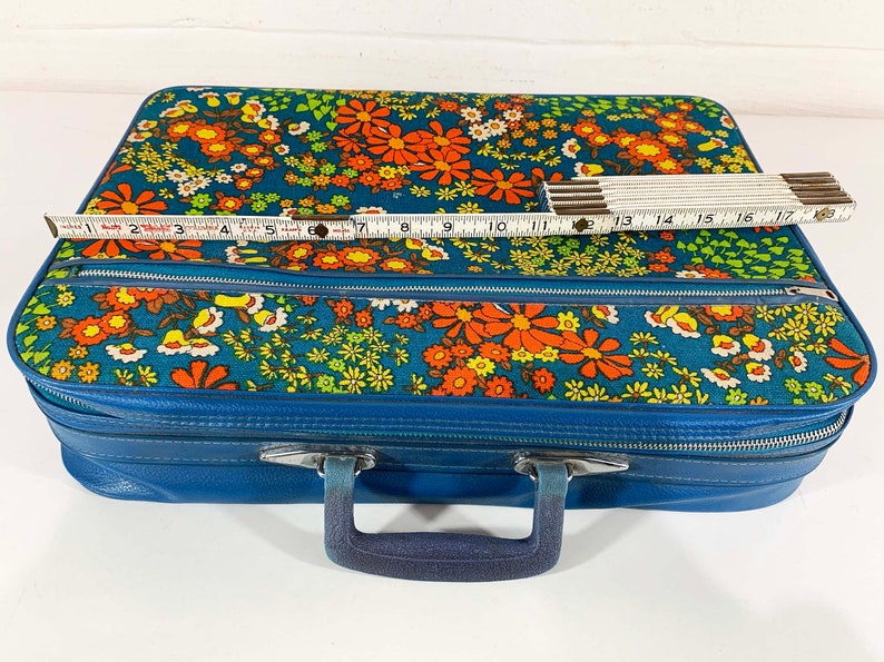 Vintage Small Flower Power Suitcase Rainbow Floral Case Make Up Bag Makeup Overnight Bag Luggage Travel 1970s 1960s Mod Kitsch Kawaii image 8