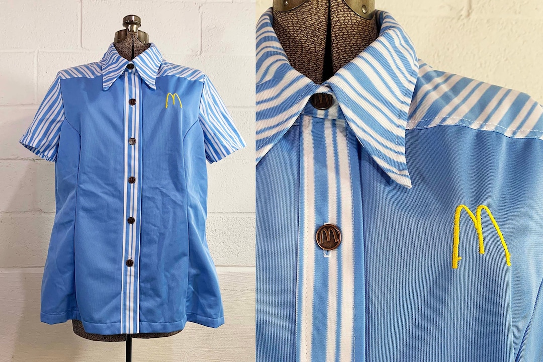 Vintage 1976 Mcdonald's Uniform Shirt: Baby Blue Crest, Halloween