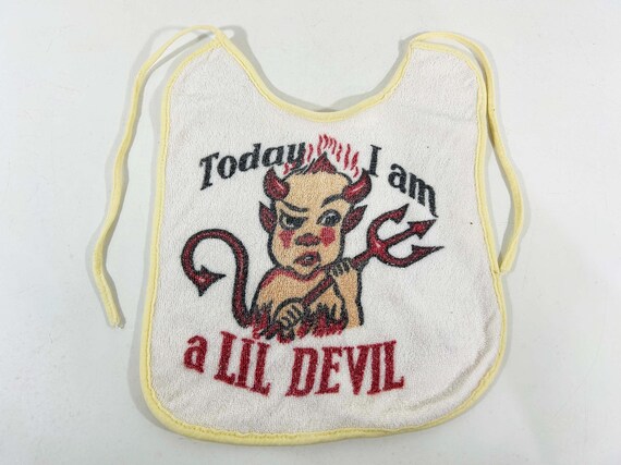 Vintage Baby Bib Angel Devil Toddler Kids Babies Childrens Nursery Baby Shower 1960s 1970s Cape May New Jersey Souvenir Gift
