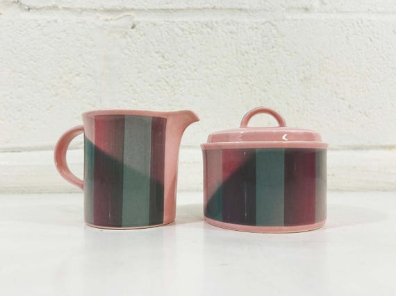 Vintage Mikasa Intaglio Sugar Bowl & Creamer Set: Julianna Pink, 1980s