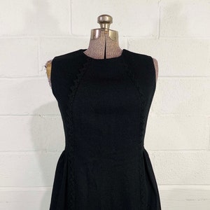 Vintage Black Party Dress Carol Rodgers Wool Skater 1960s 60s Sleeveless Boho Party Cocktail Goth Vamp New Year's Eve Small XS image 4