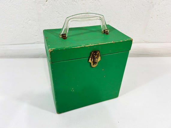 Vintage Green 45 Box Platter-Pak Records Record Case Storage Mid-Century Vinyl RPM 7 inch