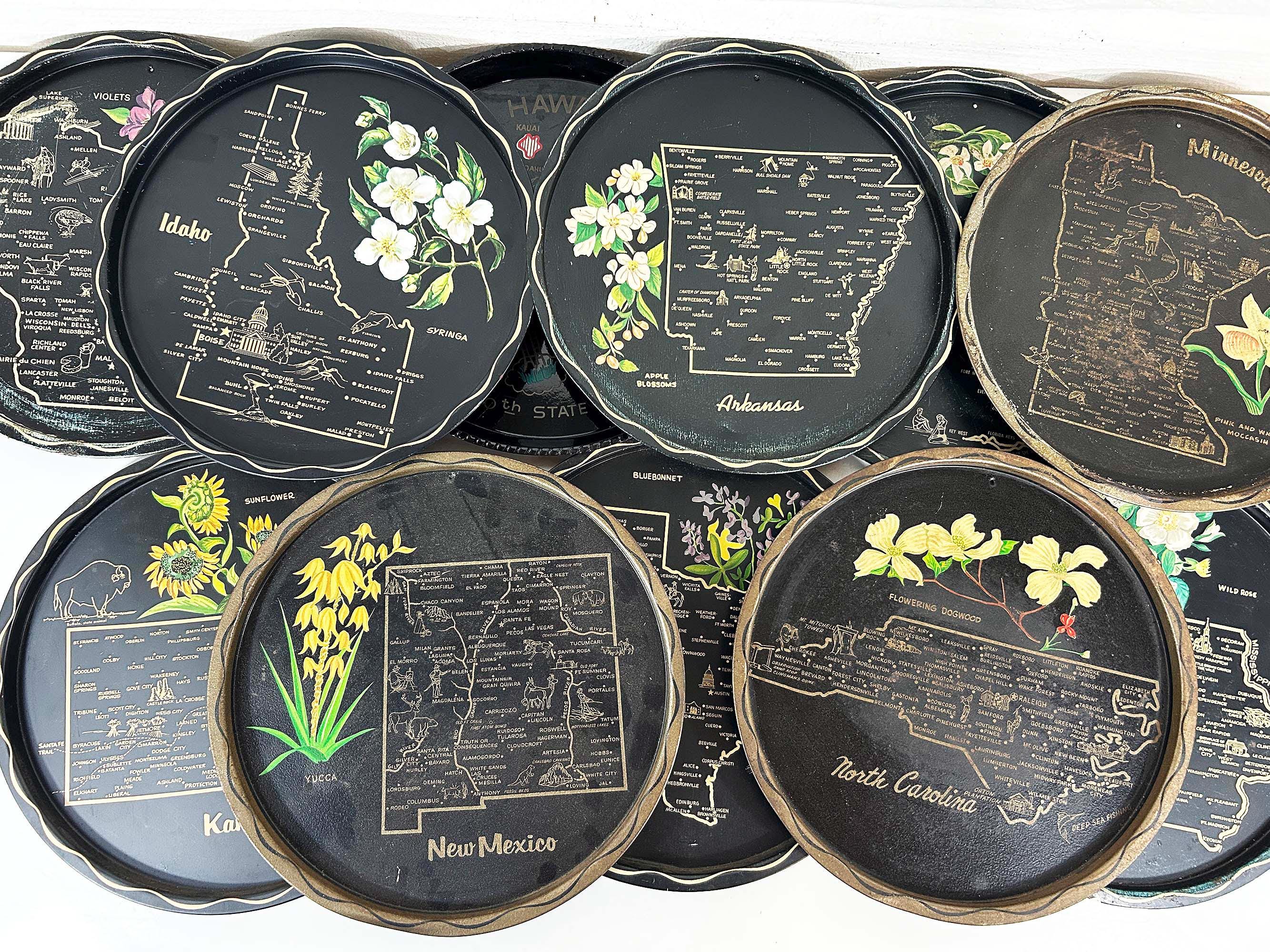 Vintage Souvenir State Drink Tray – Mid-Century Barware Map (Sold