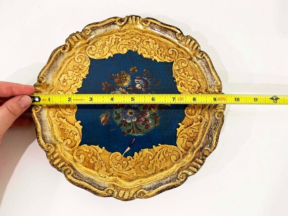 Vintage Italian Serving Trays Florentine Hand Painted Gold Red Cocktail ...