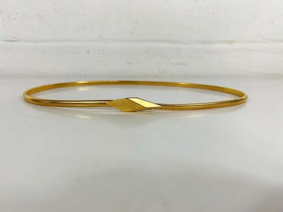 Vintage Skinny Gold Metal Belt Stretchy Diamond Hook Buckle Small 1990s 90s 1980s 80s